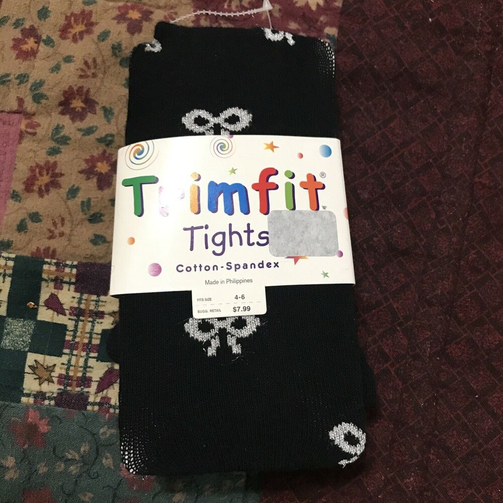 NWT Girl's‎ Trimfit Cotton/Spandex Tights Size 4-6 Black
